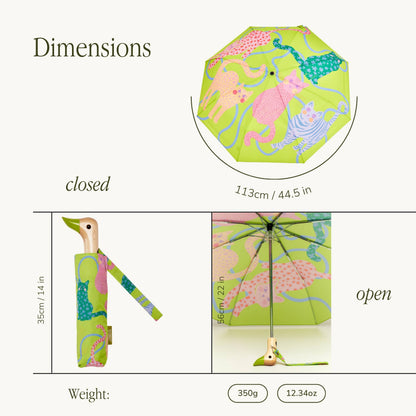 Lime Arty Cats Eco-Friendly Duck Umbrella