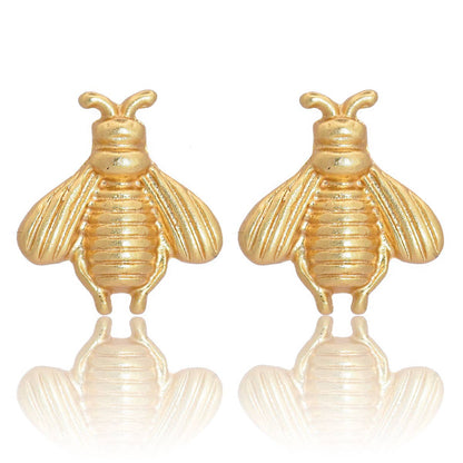 Delicate Bee Stud Earrings - 24K pGold Plated