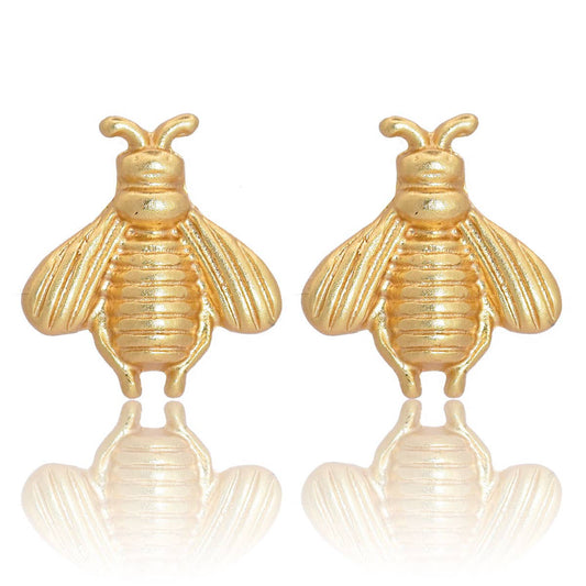 Delicate Bee Stud Earrings - 24K pGold Plated