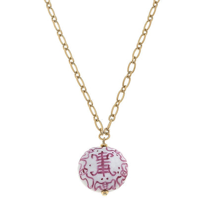 Francesca Chinoiserie Necklace in Pink & White