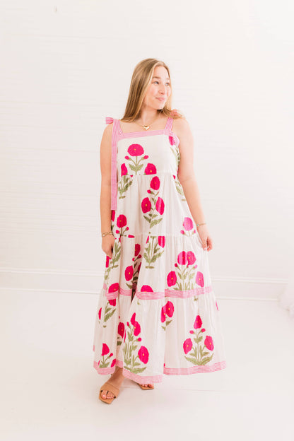 Pink Mughal Bow Maxi Dress