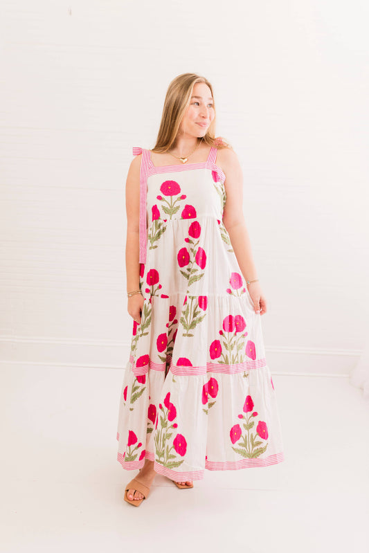 Pink Mughal Bow Maxi Dress