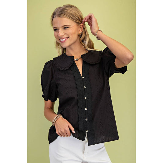 Peter Pan Collar Puff Sleeve Blouse