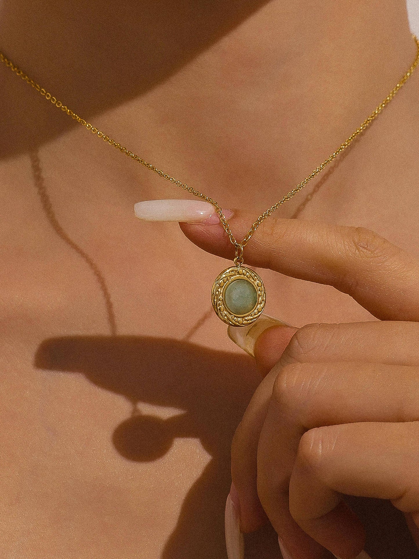 Enric 18K Gold Non-Tarnish Natural Stone Necklace