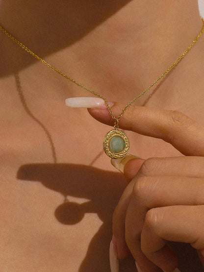 Enric 18K Gold Non-Tarnish Natural Stone Necklace