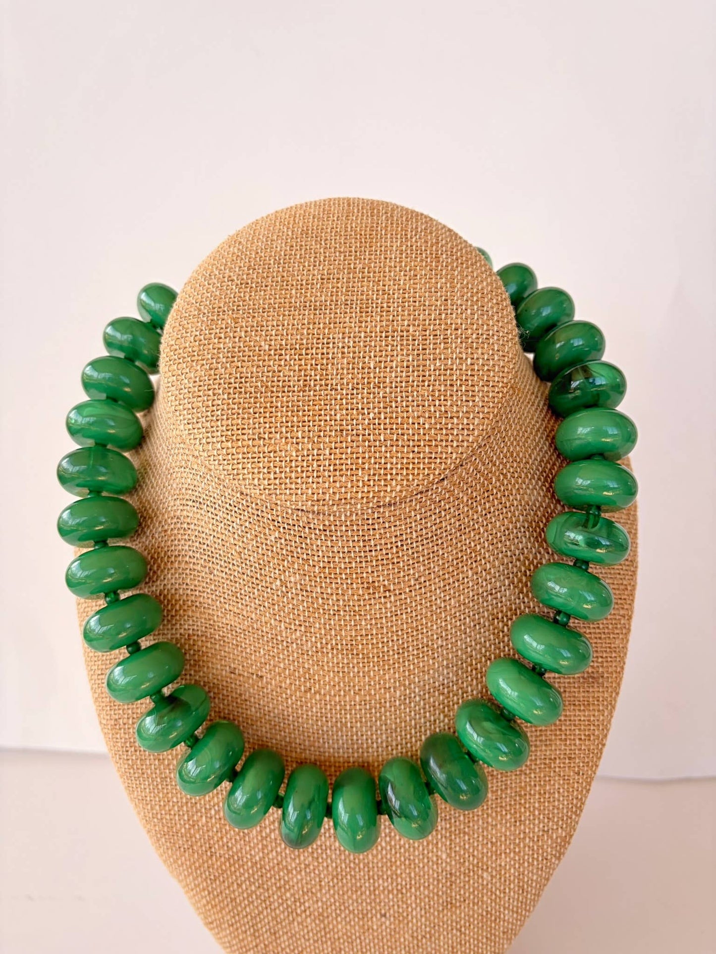 The Rory — Emerald Green Large Rondelle Beaded Necklace