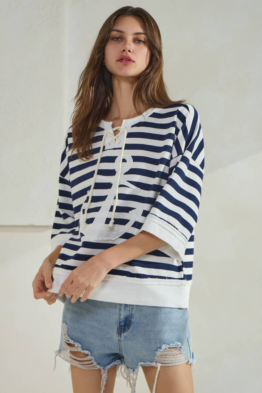 Marine Striped French Terry Pullover