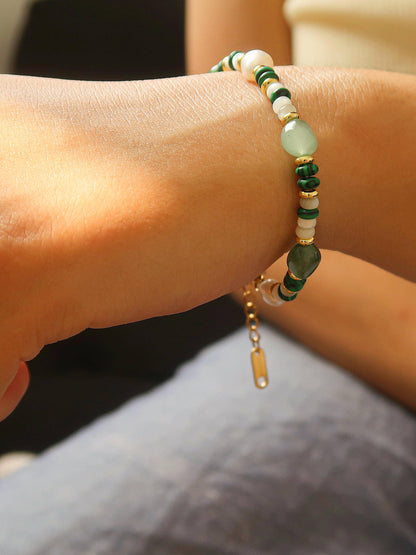 18K Non-Tarnish Bohemian Stone and Bead Bracelet