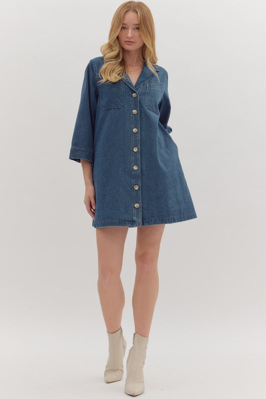 Dark Denim Button Dress
