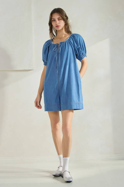 Washed Denim Romper