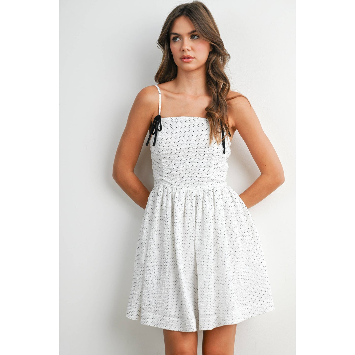 Polka Dot Thin Strap Fit & Flare Dress