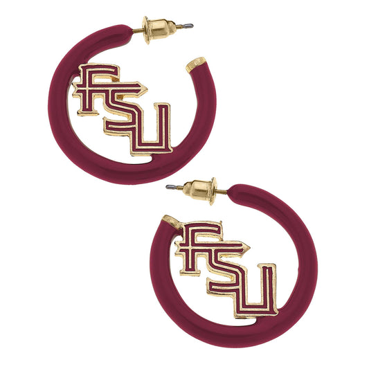 Florida State Seminoles Logo Enamel Hoop Earrings