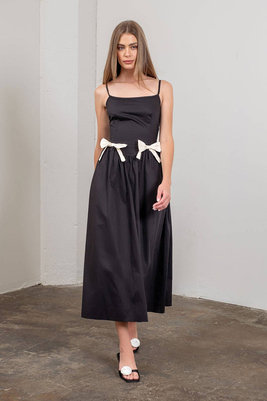 Square Neck Ribbon Maxi Dress