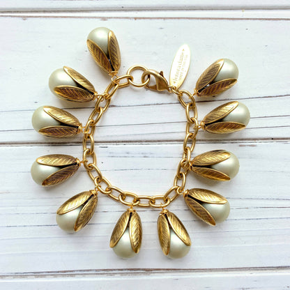 The Classic Bead Cap Bracelet - Matte Pearl Color Options