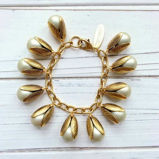 The Classic Bead Cap Bracelet - Matte Pearl Color Options