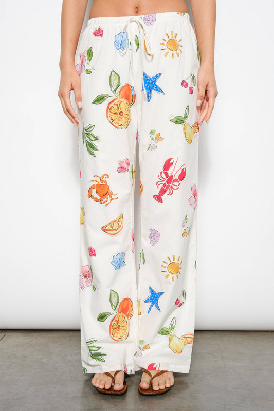 Summer Print Drawstring Pants