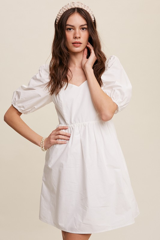 Sweetheart Puff Sleeve Mini Dress
