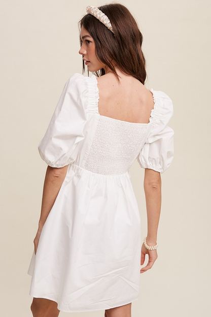 Sweetheart Puff Sleeve Mini Dress