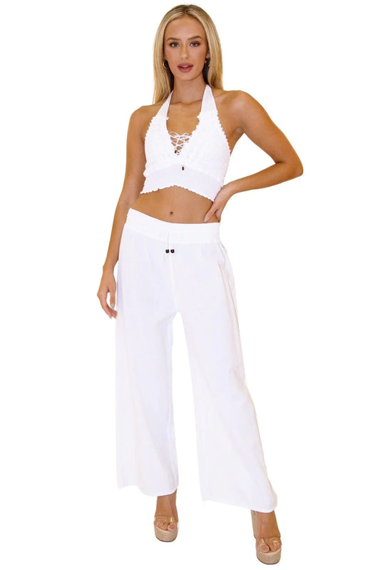 Tina White Cotton Pants
